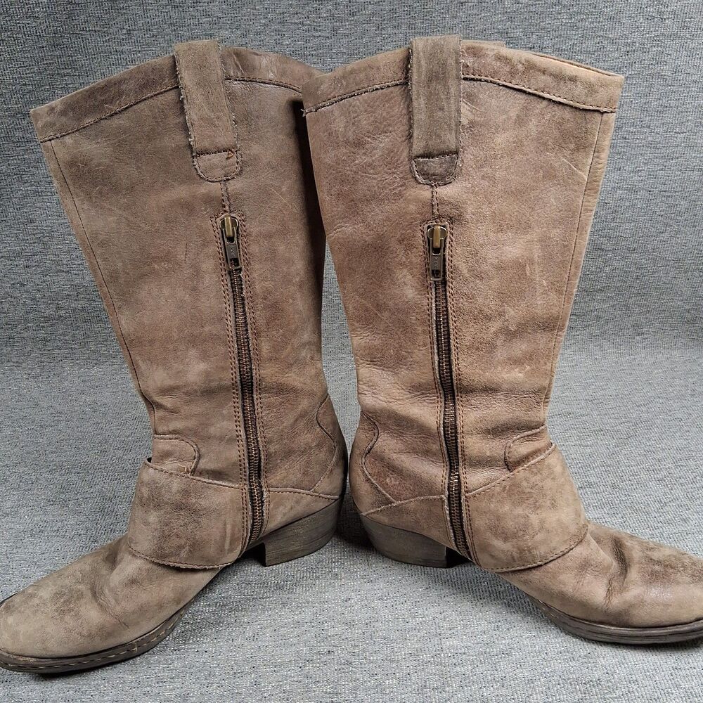 Born Magda Brown Leather Double Buckle Mid-Calf Riding Boots Women 8/39 W22414 - Picture 4 of 11